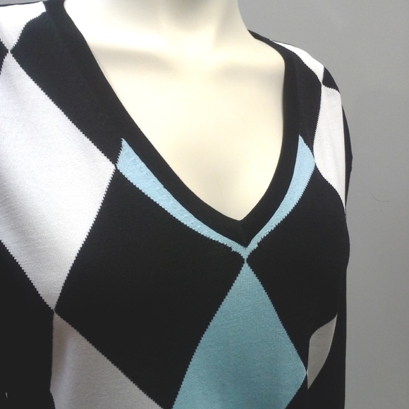 Vintage Unisex St. Andrews Old Course V Neck Argyle Golf Sweater Black B… - Picture 5 of 8